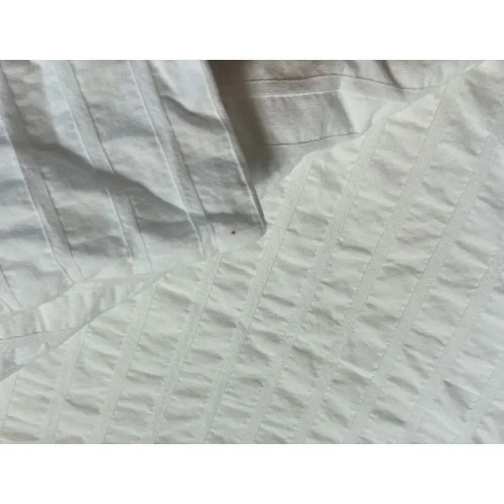 White Textured Stripe Cotton Duvet Cover in Full Size Snap Buttons Beddings